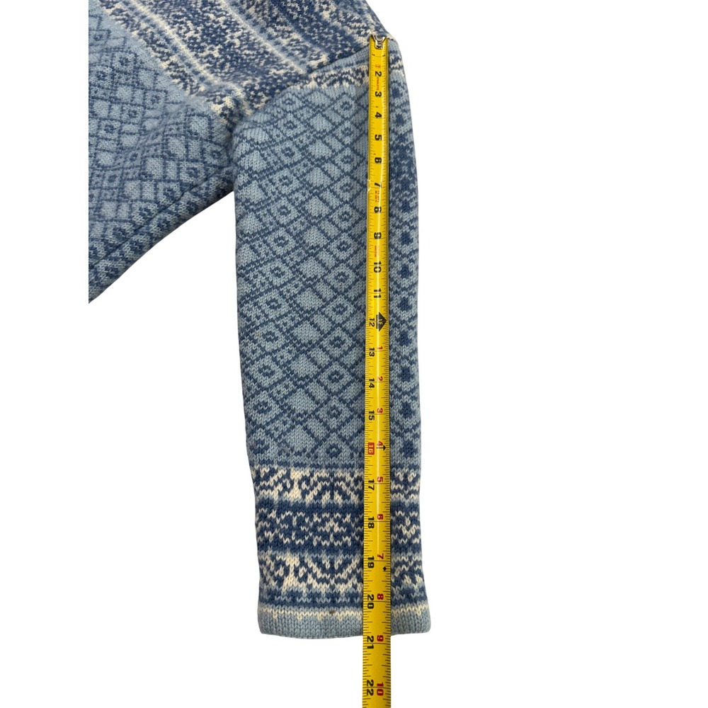 Icewear Icelandic Wool Cardigan Sweater Blue Fair Isle Nordic Pewter Button S - Picture 6 of 11